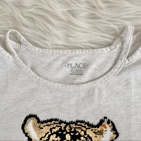 The Children’s Place Girls Sequined Beige Top/Green Short GUC Size L (10-12) - Picture 8 of 10